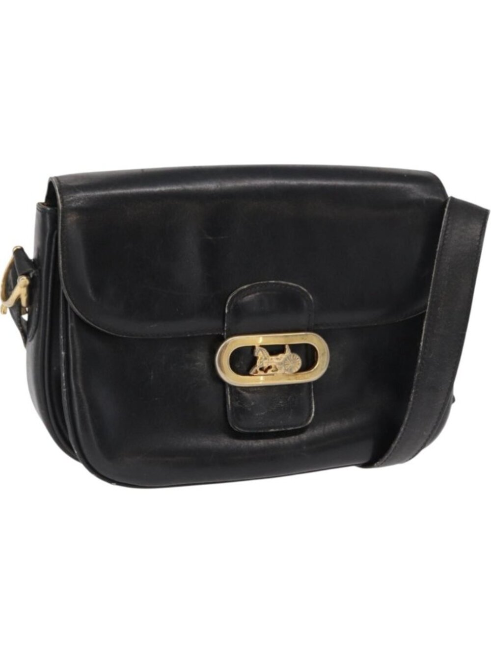 CELINE Shoulder Bag Leather Black Gold